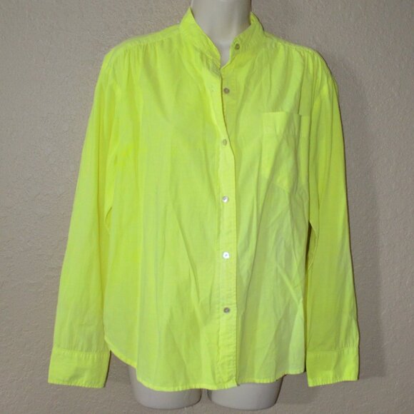 $167 Sz S Cali Dreaming Ace Highlighter Yellow Long Sleeve Blouse - Picture 1 of 5